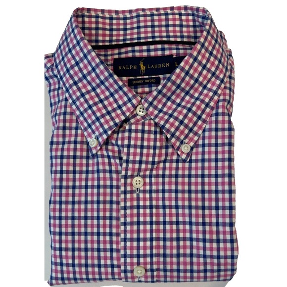 Ralph Lauren Other - Ralph Lauren Luxury Oxford Mens Dress Shirt Large Cotton Pink White Purple Check